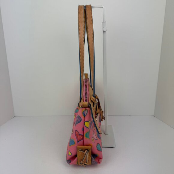 Authentic Dooney & Bourke Tassel Zip Top Heart Print Shoulder Bag. - Picture 3 of 16